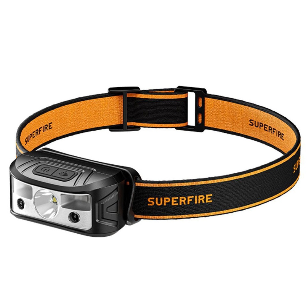 Lanterna LED pentru cap Superfire HL05-K, 120lm, 100m, 500mAh, Lumina rosie, control miscare