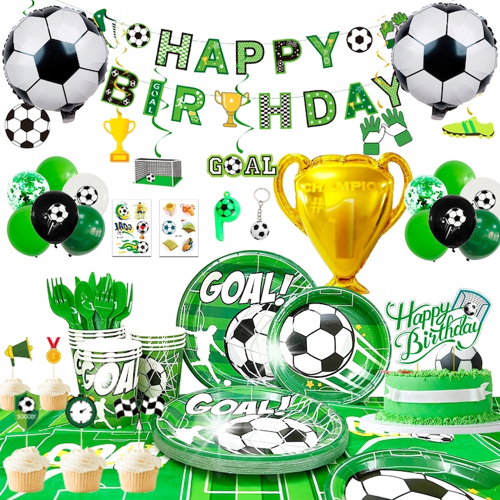 Focilabda lufi, tányér és pohár szett, 181 darab