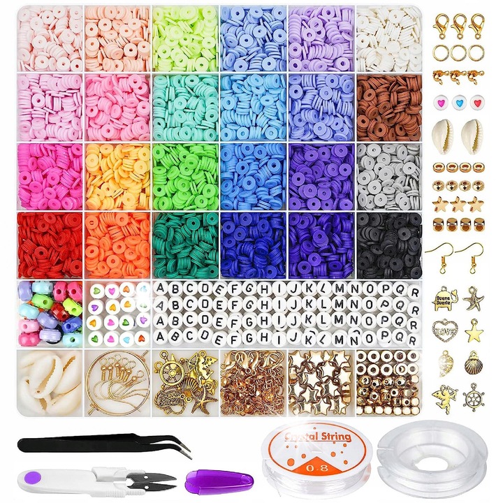 Set de creatie bijuterii, 6000 elemente, 24 culori, 19x23cm