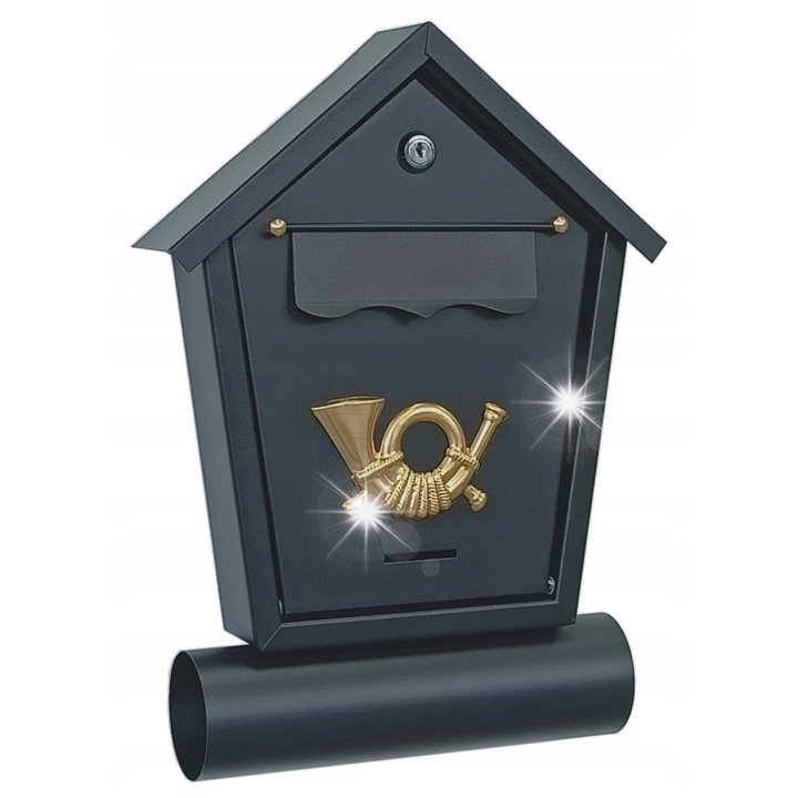 Cutie postala T6/T, neagra, 37x27x7cm, cu inchidere cu cheie, montare usoara