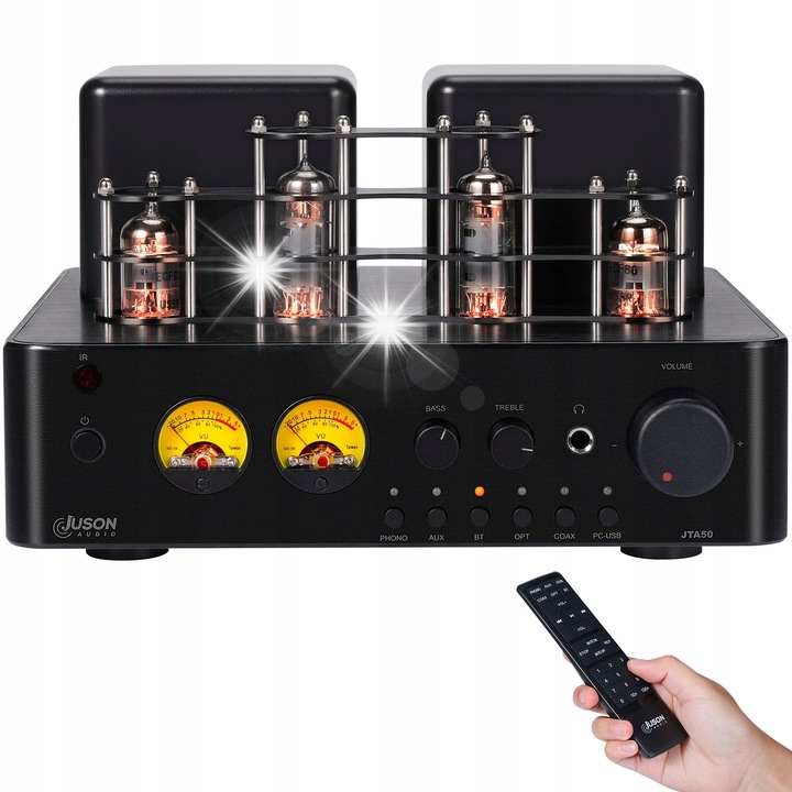 Juson Audio JTA50 hibrid csöves erősítő, 130W, Bluetooth 5.0, gramofon előerősítő, vintage design