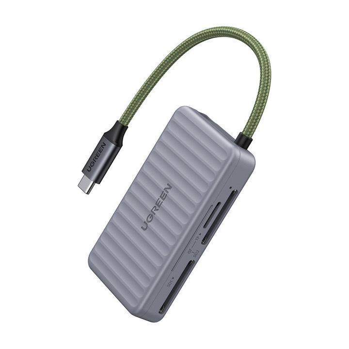 Cititor de carduri USB-C Ugreen CM868, 2xSD 1xTF, 170MB/s, gri