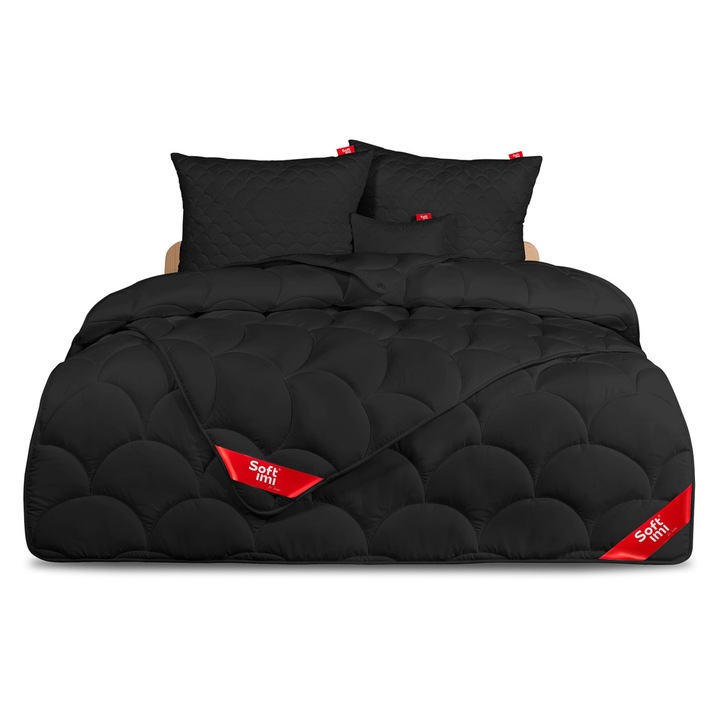 Set Pernă Antialergică 70x80cm și Plapumă 160x220cm, Softimi, Microfibra, Lavabil la 60C