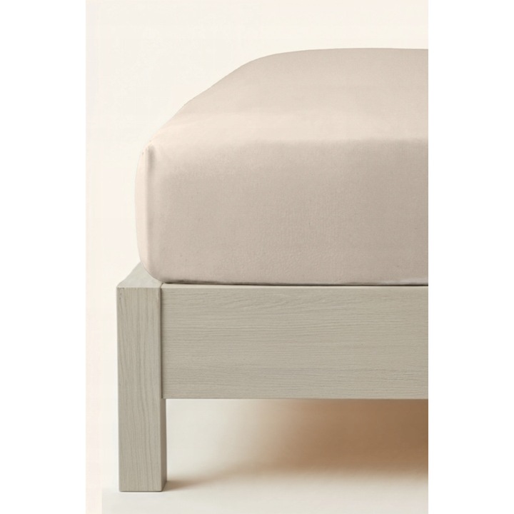 Cearșaf din flanel de bumbac Spod Igły i Nitki, bej, 220x200cm, fald elastic 30cm