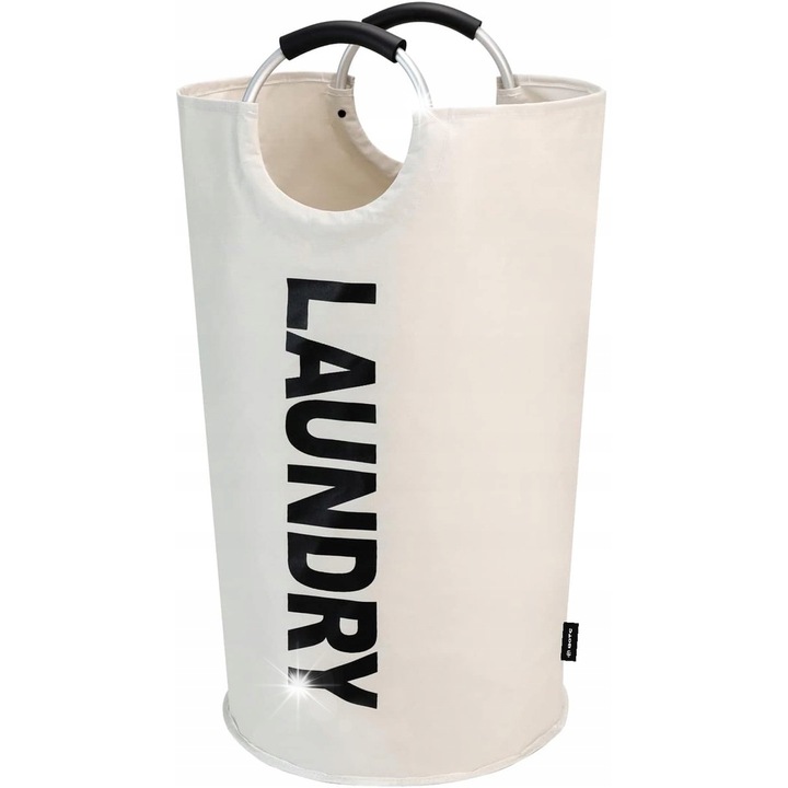 Összecsukható szennyeskosár, 38x63 cm, fehér, BOTC