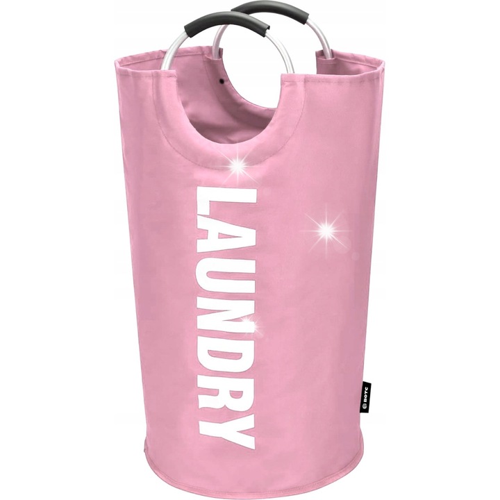 Összecsukható szennyeskosár, fogantyúval, BOTC, rózsaszín, 38x63 cm