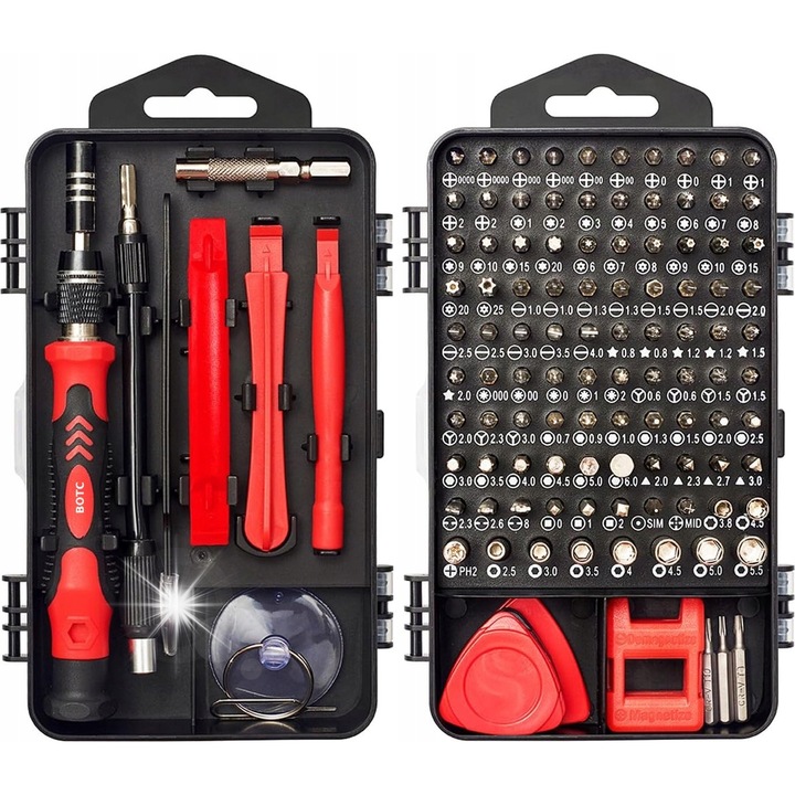 Комплект отвертки BOTC 122-в-1, 122 аксесоара, ергономични, преносими
