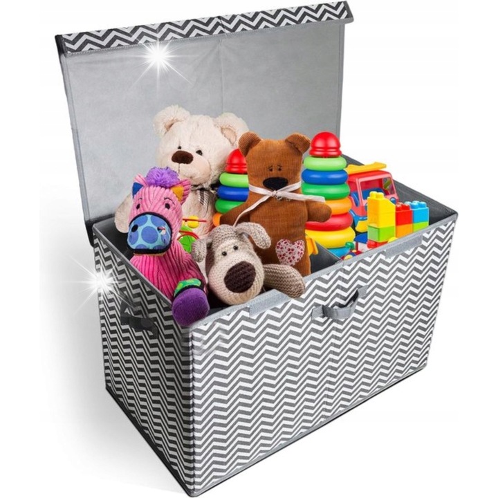 BOTC összecsukható tárolódoboz, 58,5x38x40,5cm, játéktároló és ruhatároló, elegáns design, levehető fedél