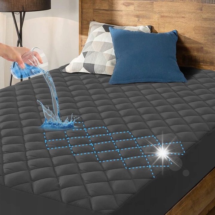 Gumírozott lepedő BOTC 180x200 cm, hipoallergén, vízálló, fekete, 1 darabos szett