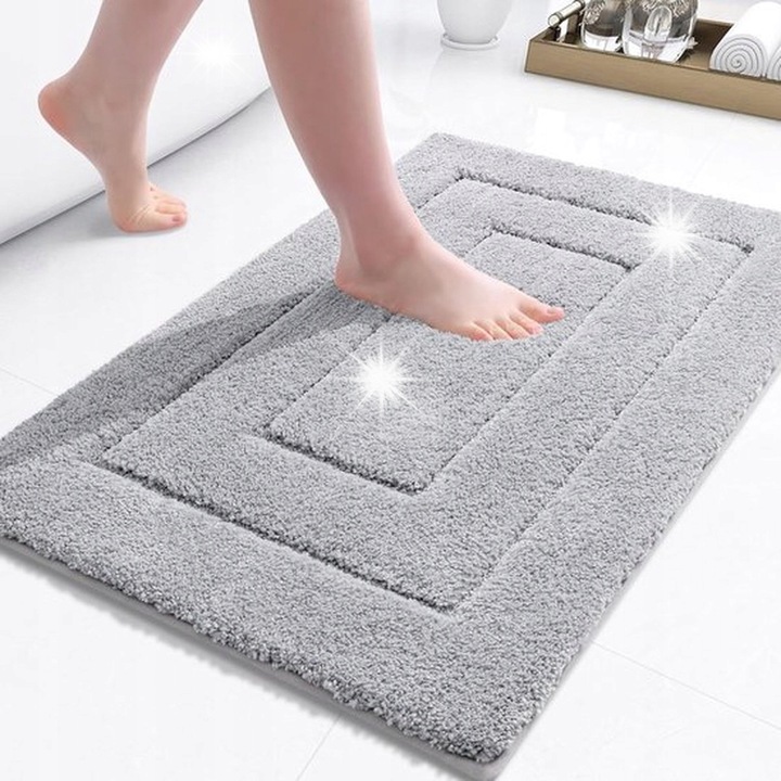 BOTC fürdőszobaszőnyeg, mikroszálas szőnyeg, csúszásmentes, szürke, 80x50 cm