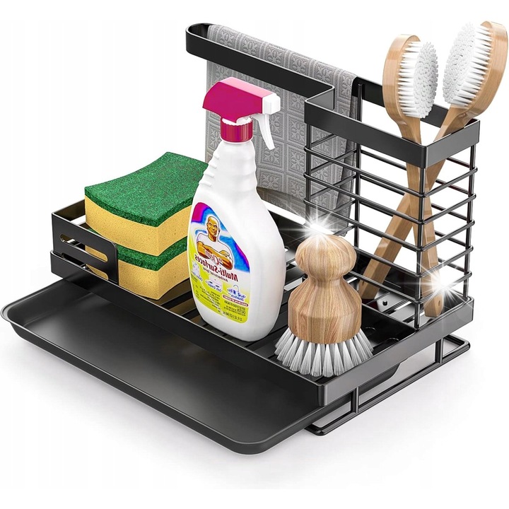 BOTC mosogató rendező, kivehető tálcával, inox, 24.5x14.5x16.3cm, fekete