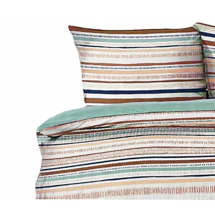 Спално бельо Smukee, райе, 220x200 см, комплект 3 части, памук 55%