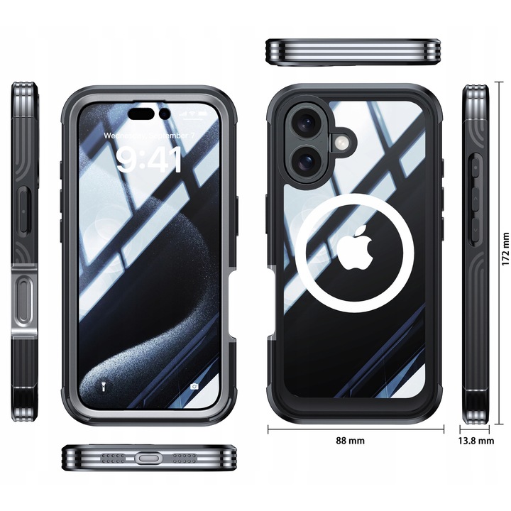 Husa telefon Exoguard pentru iPhone 16 Plus, 360, rezistenta