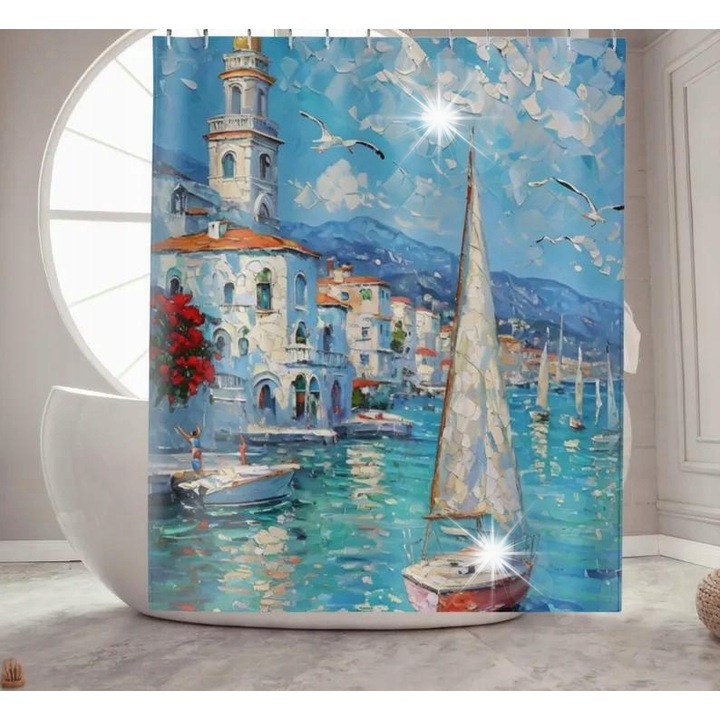 Suport pentru baie, floraweg, Zaslona prysznicowa, Port zaglowka, multicolor