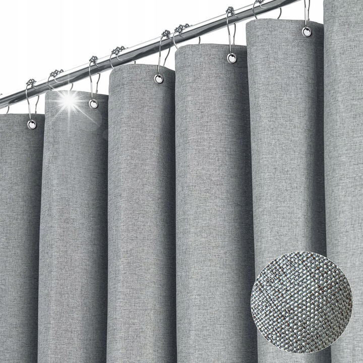 Perdea de dus, floraweg, poliester, waterproof, gri