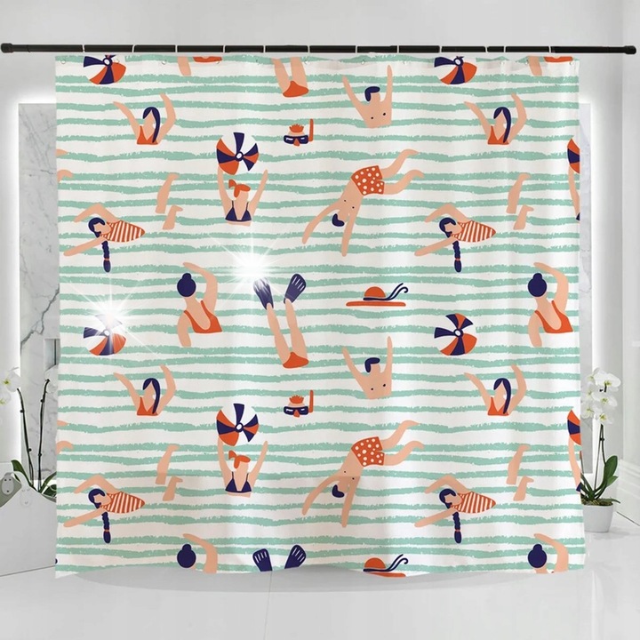 Zaslona de dus Floraweg, digital print, poliester, 180x200cm, impermeabila, uscare rapida