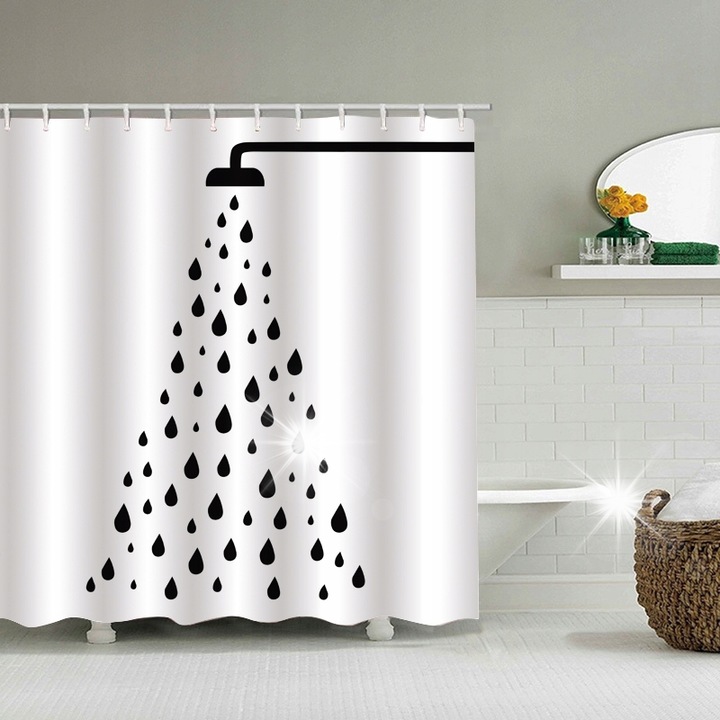 Zaslona de dus Floraweg, imprimeu acvarela, alb