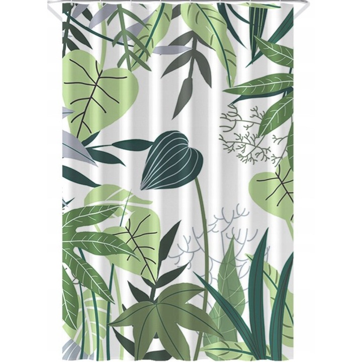 Zuhanyfüggöny, floraweg, poliészter, virág és pálma design, 180x200cm
