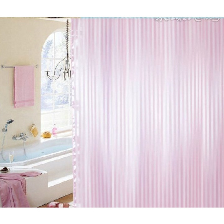 Zaslona de dus, floraweg, 180x200cm, roz, rezistenta la mucegai, textila