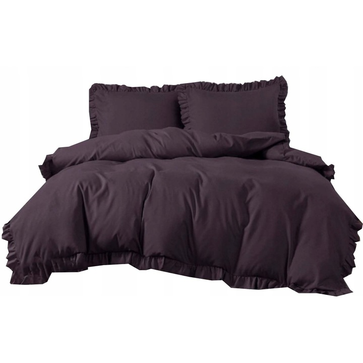 Lenjerie de pat STREFA SPANIA, 160x200 cm, microfibra, mov inchis, set cu 2 fete de perna 70x80 cm