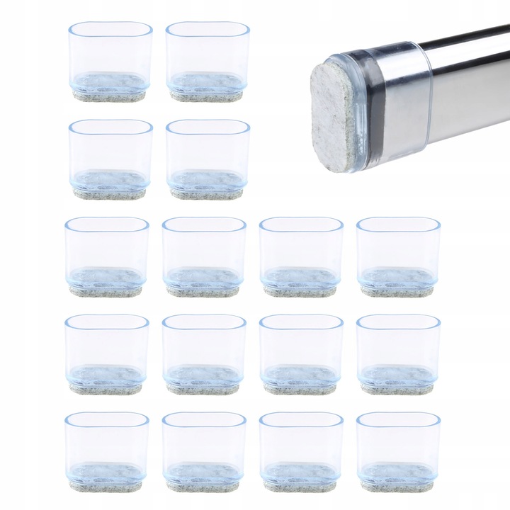 Set 16 nakladki ovale cu filc 25x50mm pentru picioare de scaune