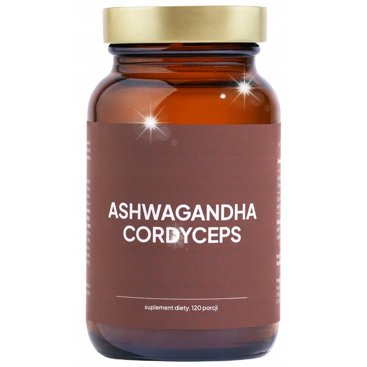 Supliment alimentar pulbere Ashwagandha & Cordyceps, Natu Care 120 portii, 500 mg, fara gluten, fara lactoza