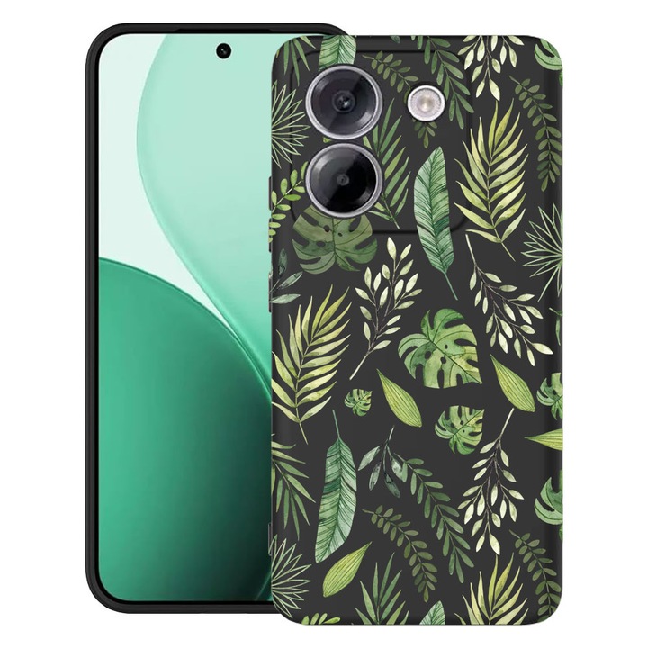 BestCase® Husa TPU Ultra Slim Compatibil cu Poco M7 Pro 5G, cu Design Green leafs, 2100003 B 77