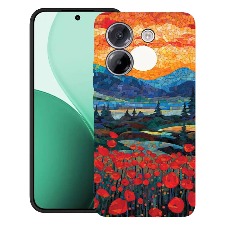 BestCase® Husa TPU Ultra Slim Compatibil cu Poco M7 Pro 5G, cu Design Poppies in Sunset, 2100003 B 1274