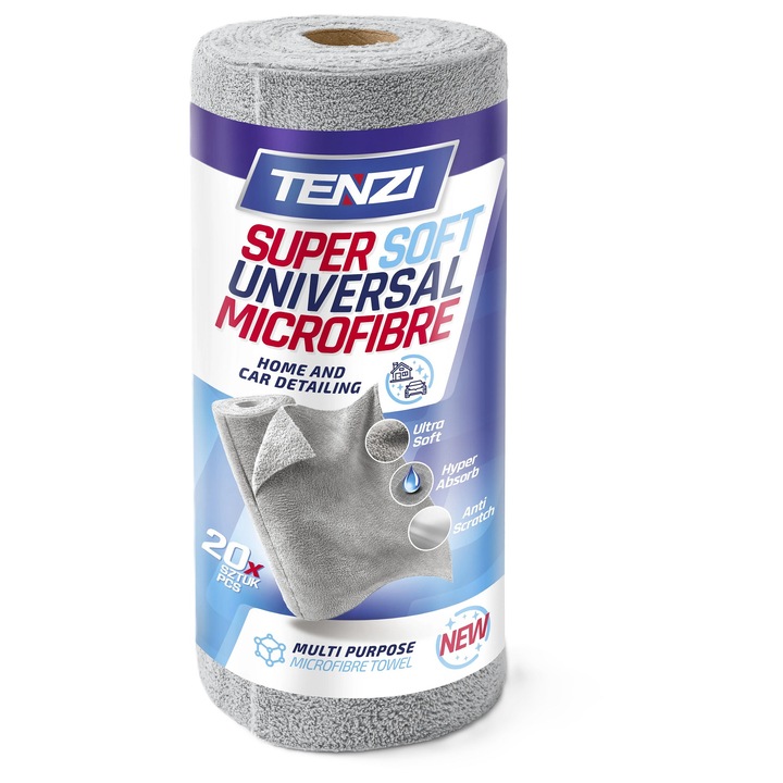 Комплект от 20 микрофибърни кърпи TENZI, 35x35cm, сиви