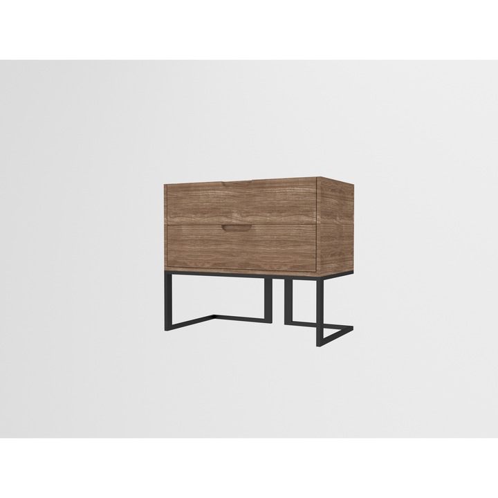 Masca lavoar Steel Woody "Urban Flow", lemn, negru mat, 81.8x46x72.3cm