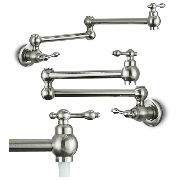 Baterie bucatarie pliabila ARI CONCORD INOX argint periat cu perlator, cartus ceramic