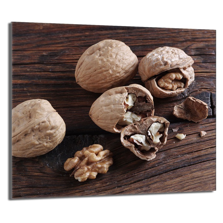 Placa de protectie din sticla pentru aragaz 60x52 TMK ArtDeko, design modern, rezistent la temperaturi, nuci