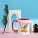 Cana Cu Bambi, Cu Textul "Guess" - Design 4, Ceramica, 330ML, Cu Maner si Interior Rosu