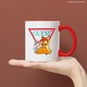 Cana Cu Bambi, Cu Textul "Guess" - Design 4, Ceramica, 330ML, Cu Maner si Interior Rosu
