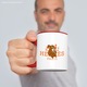 Cana Cu Bambi, Cu Textul "Hermes Paris" - Design 5, Ceramica, 330ML, Cu Maner si Interior Rosu