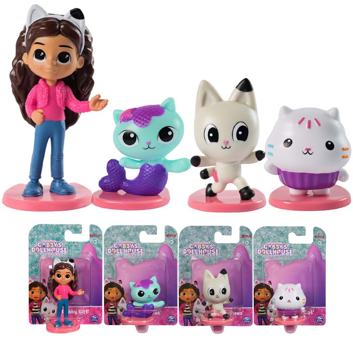Комплект Фигурки Къщичката за кукли на Габи, Габи, Русалка, Лактотека, Коте Панда, 2+ години
