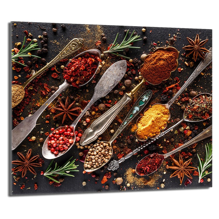 Placa de protectie din sticla pentru aragaz 60x52 TMK ArtDeko, multicolor, rezistenta la temperaturi ridicate