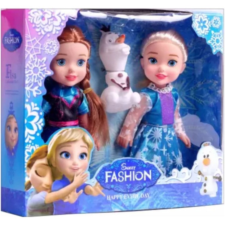 Set 2 Papusi Elsa, Ana si Olaf Frozen, 15cm, +3 ani