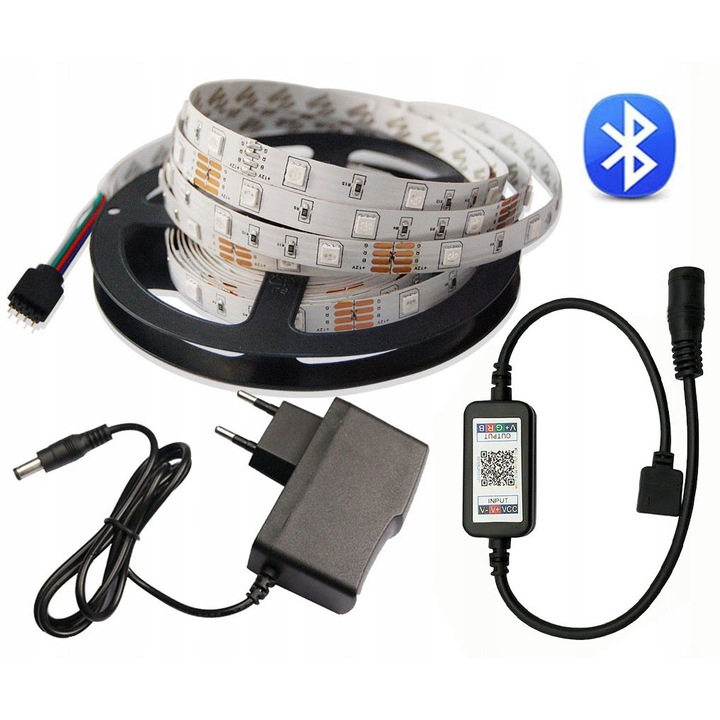 Set Benzi LED RGB 2,5m, LED-ONE, 150 diode SMD 5050, control Bluetooth, alb