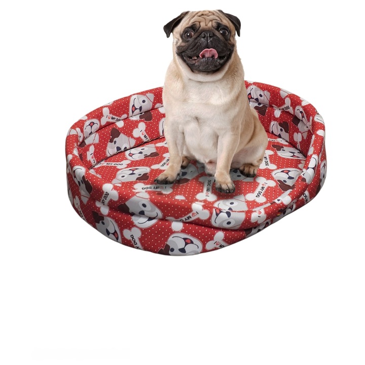 Culcus pentru câini și pisici, burete confortabil, roșu, 23x33x12 cm