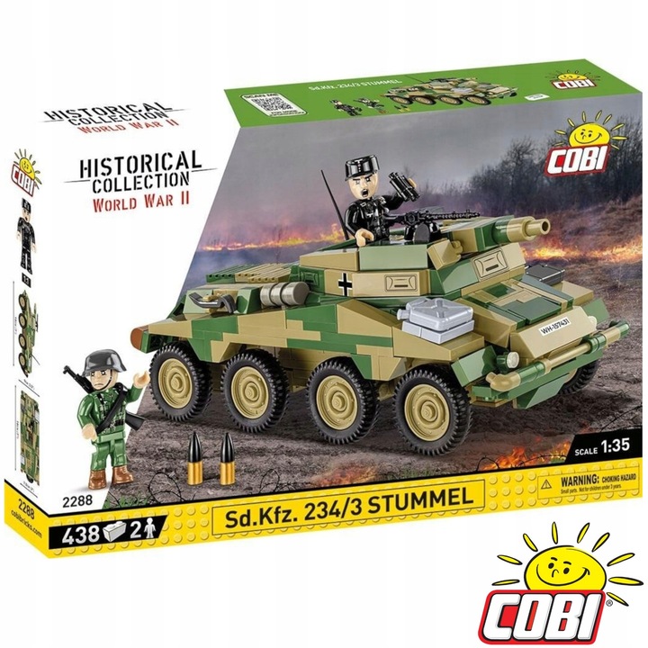 Set de construit Cobi Sd.Kfz 234/3 Stummel, 438 piese, 1:35, cu 2 figurine, multicolor