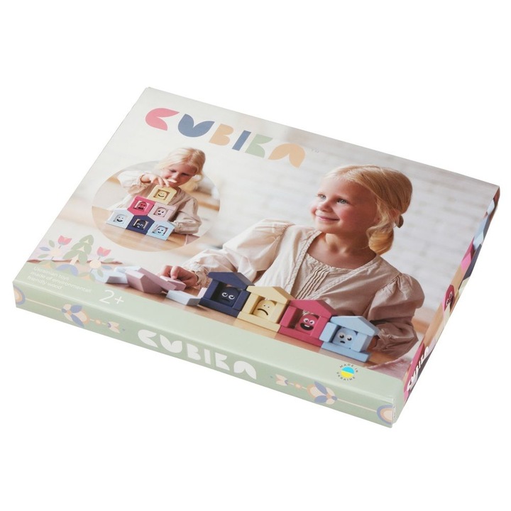 Jucarie Din Lemn, 2 ani+, Cubika, Casute vesele - Pastel