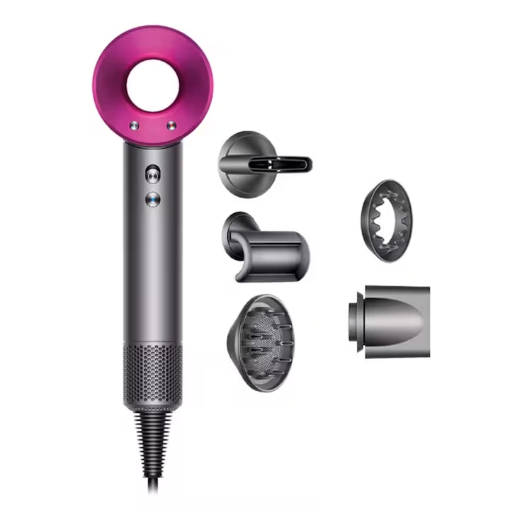 Dyson Supersonic HD08 vine cu o varietate de accesorii, intr-o