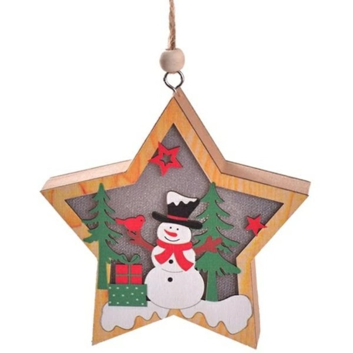 Lampa de Craciun, Om de zapada, Lemn, Forma Stea, Graphics