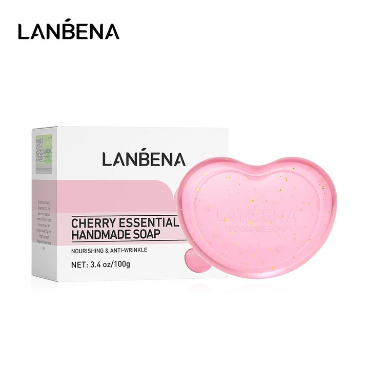 Sapun de mana Lanbena, esenta de cirese, forma de inima, 100g