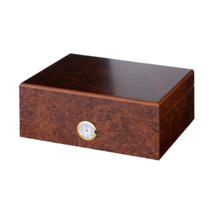 Humidor trabucuri Angelo, design din lemn de rădăcină, maro, 26x22x12cm