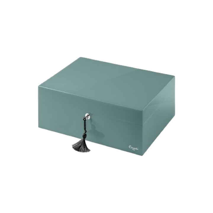 Humidor Caseti Paris, petrol deschis, 36.8x27.7x16.6 cm