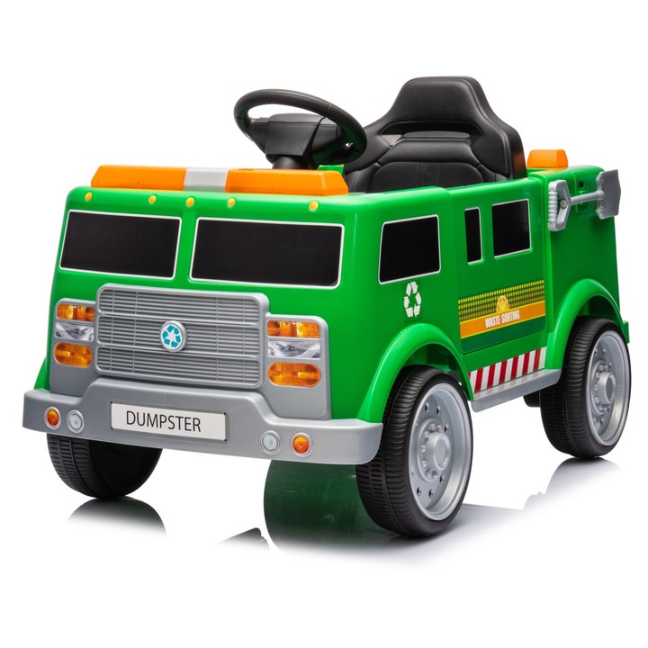 Masinuta electrica pentru copii, Kinderauto, Dumpster, verde, 1 loc, 70W, 12V