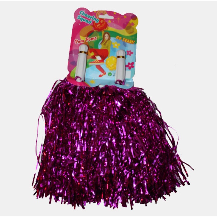 Pom-pom strălucitor magenta, set 1 pereche, 23cm