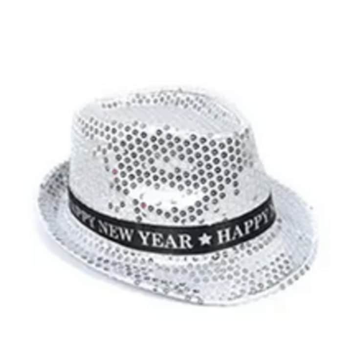 Palarie argintie cu lumini pentru Anul Nou, dimensiune universala